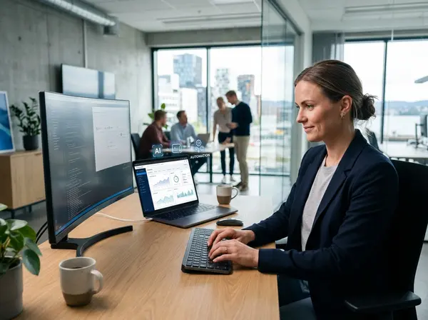 Illustrasjon av AI-automatisering av arbeidsprosesser